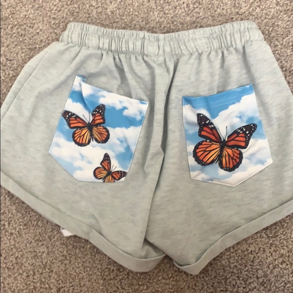Grey Butterfly pocket shorts